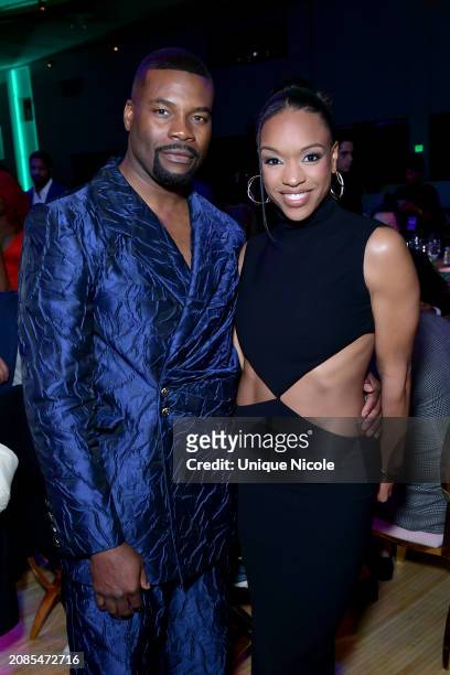 Amin Joseph and Michelle Mitchenor attend the NAACP Image Awards Dinner at Hollywood Palladium on March 14, 2024 in Los Angeles, California.