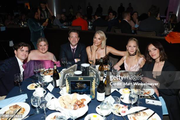Billy Harris, guest, Jason Sudeikis, Hannah Waddingham, and Juno Temple , and Jodi Balfour attend the 35th GLAAD Media Awards - Los Angeles at The...