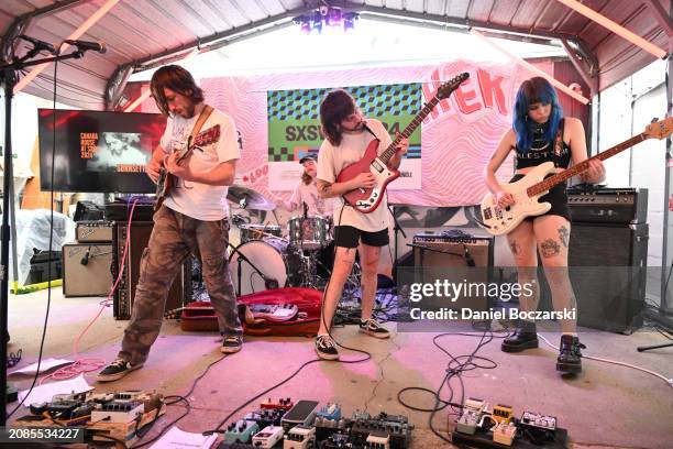 Andrew McLeod, Trevor Cooke, Cole Sefton and Harmony Weber of Sunnsetter perform on stage at Canada House during the 2024 SXSW Conference and...