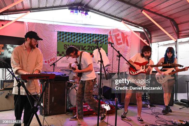 Andrew McLeod, Cole Sefton and Harmony Weber of Sunnsetter perform on stage at Canada House during the 2024 SXSW Conference and Festival on March 14,...