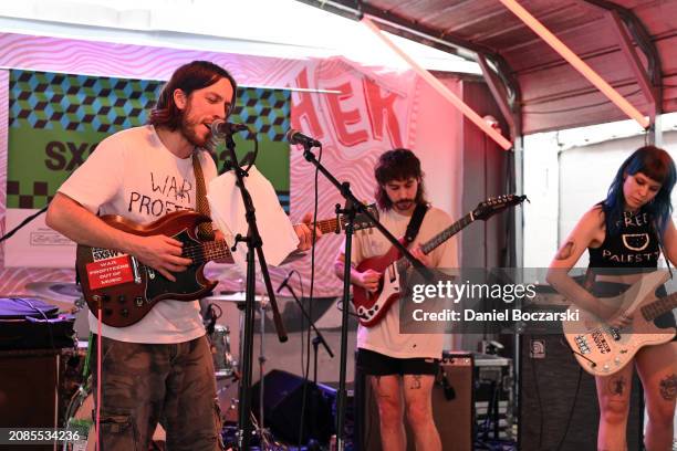 Andrew McLeod, Cole Sefton and Harmony Weber of Sunnsetter perform on stage at Canada House during the 2024 SXSW Conference and Festival on March 14,...