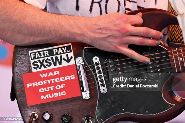 Detail view of a guitar as Sunnsetter performs on stage at Canada House during the 2024 SXSW Conference and Festival on March 14, 2024 in Austin,...