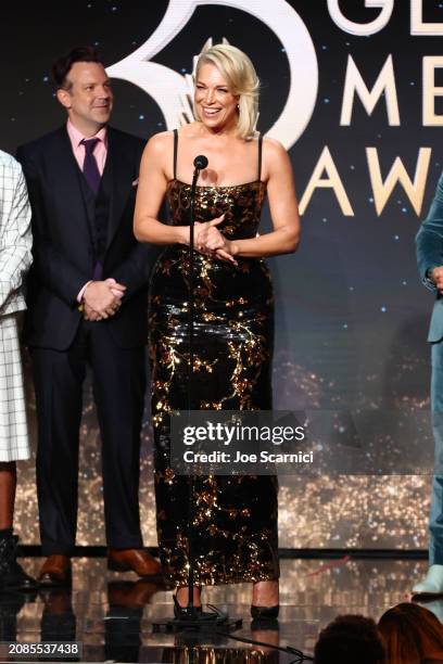 Hannah Waddingham accepts the Outstanding Comedy Series award for "Ted Lasso" onstage during the 35th GLAAD Media Awards - Los Angeles at The Beverly...