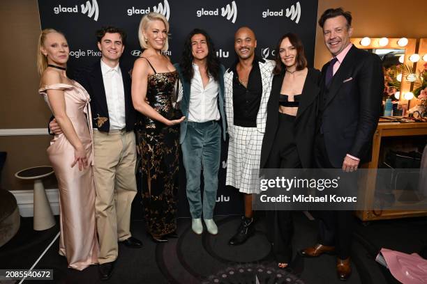 Juno Temple, Billy Harris, Hannah Waddingham, Cristo Fernández, Chuck Hayward, Jodi Balfour, and Jason Sudeikis, winners of the Outstanding Comedy...