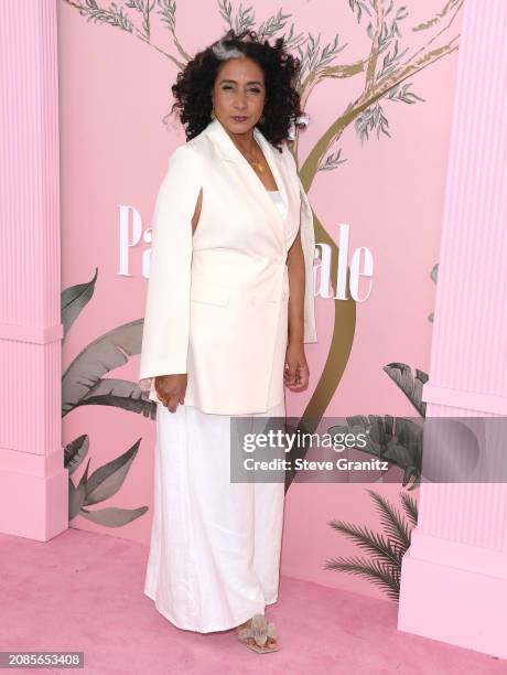 Bellina Logan arrives at the World Premiere Of Apple TV+'s "Palm Royale" at Samuel Goldwyn Theater on March 14, 2024 in Beverly Hills, California.