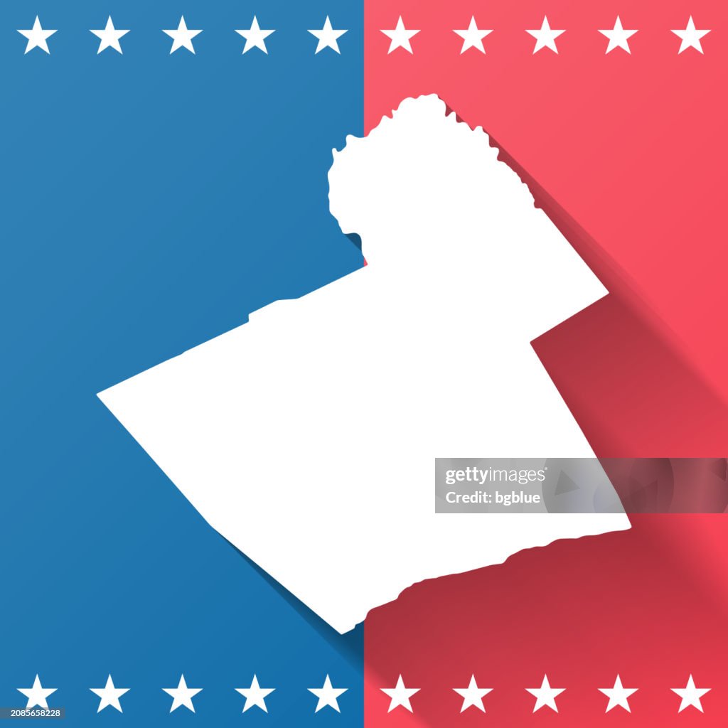 Carbon County, Pennsylvania. Map on blue and red background