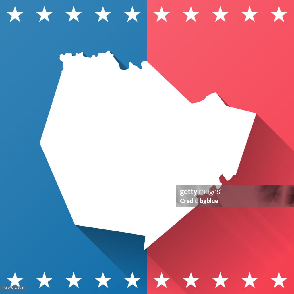 Warren County, Kentucky. Map on blue and red background