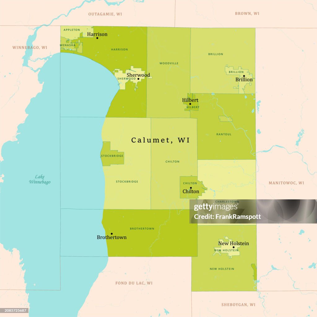 WI Calumet County Vector Map Green