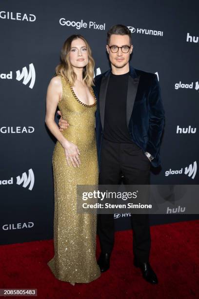 Allison Williams and Alexander Dreymon attends the 35th Annual GLAAD Media Awards at The Beverly Hilton on March 14, 2024 in Beverly Hills,...