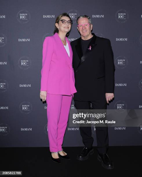 Alessandra Mion and Ernst Knam attend Damiani Centenary gala dinner at Teatro Alcione on March 14, 2024 in Milan, Italy.