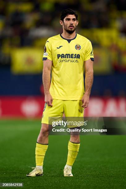 Goncalo Guedes of Villarreal CF looks on during the UEFA Europa League 2023/24 round of 16 second leg match between Villarreal CF and Olympique...