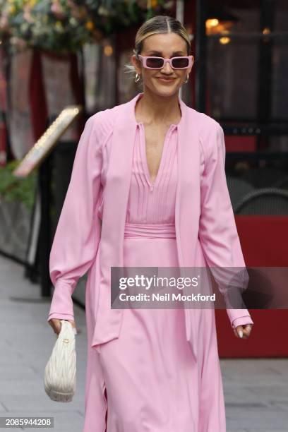 Ashley Roberts leaving Heart Breakfast Radio Studios on March 15, 2024 in London, England.