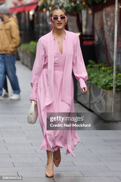 Ashley Roberts leaving Heart Breakfast Radio Studios on March 15, 2024 in London, England.