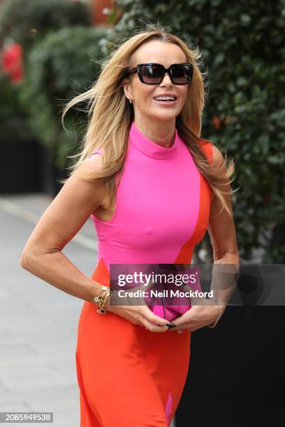 Amanda Holden leaving Heart Breakfast Radio Studios on March 15, 2024 in London, England.