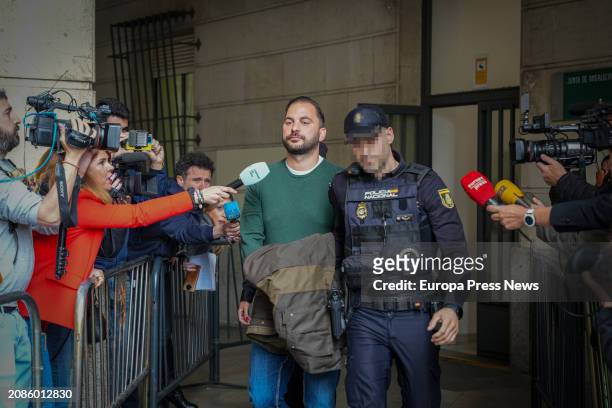 Maria del Monte's nephew, Antonio Tejado leaves the courthouse to testify about the robbery of Maria del Monte. On March 15 in Seville . The Court of...
