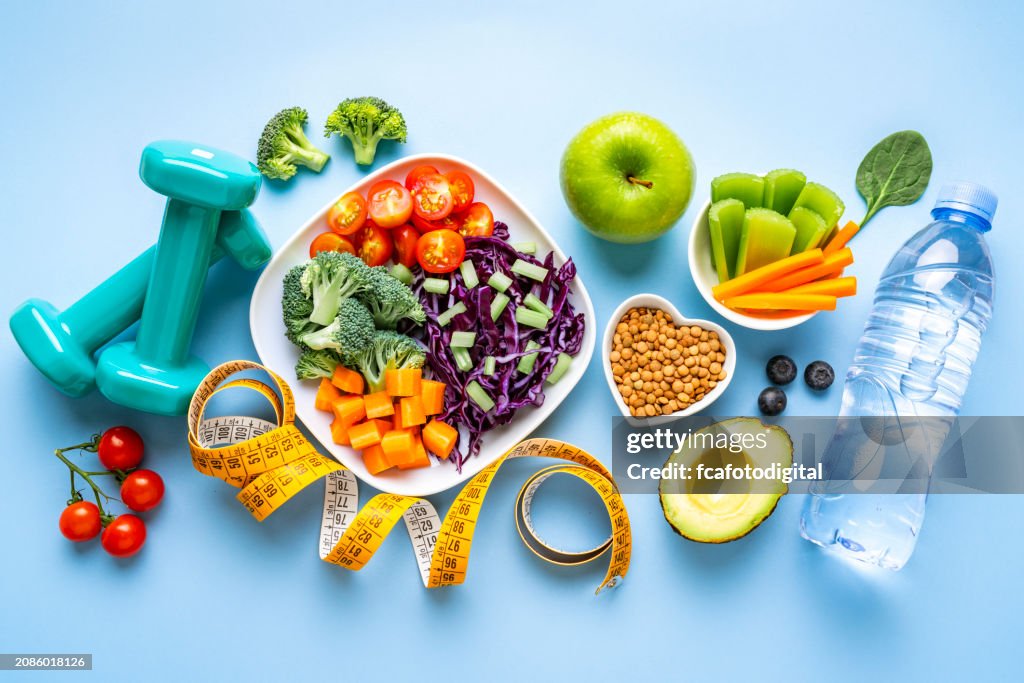 Healthy eating and exercising concept.