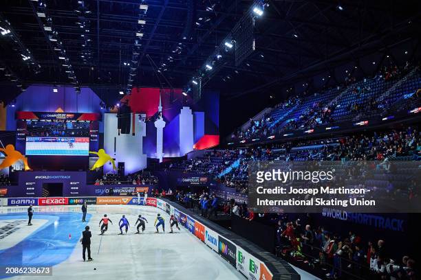 General view inside the venue during ISU World Short Track Speed Skating Championships 2024 at AHOY Arena on March 15, 2024 in Rotterdam, Netherlands.