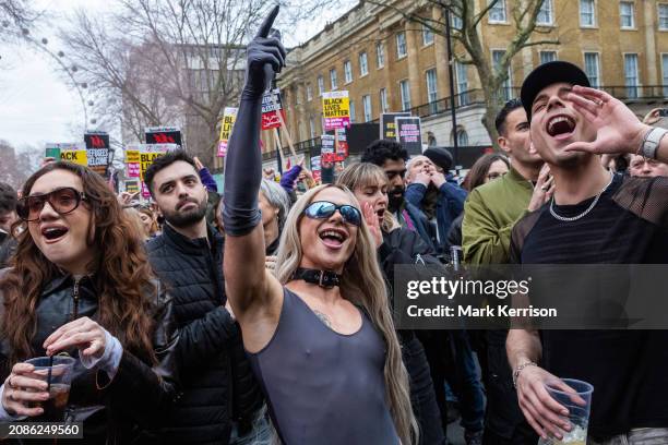 Bimini , drag queen, author, recording artist and model, joins anti-racism activists taking part in a House Against Hate event outside Downing Street...