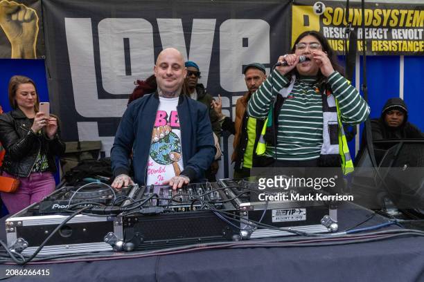 Scott Diaz is pictured during a House Against Hate event outside Downing Street to mark UN Anti-Racism Day on 16th March 2024 in London, United...