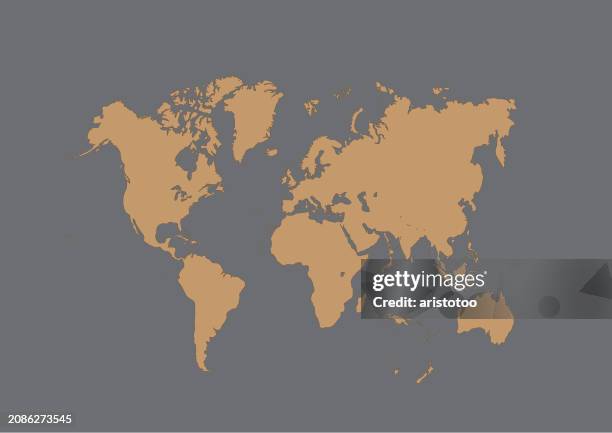 stockillustraties, clipart, cartoons en iconen met world map, semi-detailed mercator projection on gray background - projectie