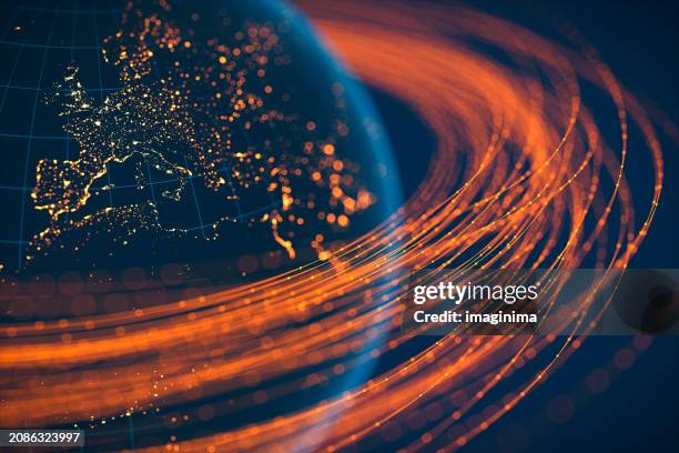 global communication - europe (world map courtesy of nasa) - global imagens e fotografias de stock