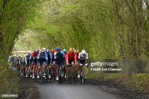 Yves Lampaert of Belgium and Team Soudal Quick-Step, Rick Zabel of Germany and Team Israel - Premier Tech, William Blume Levy of Denmark and Team...