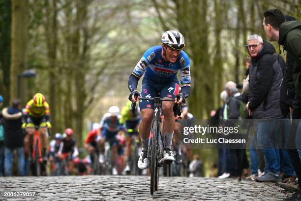 Yves Lampaert of Belgium and Team Soudal Quick-Step competes during the 22nd Bredene Koksijde Classic 2024 a 201.2km one day race from Bredene to...