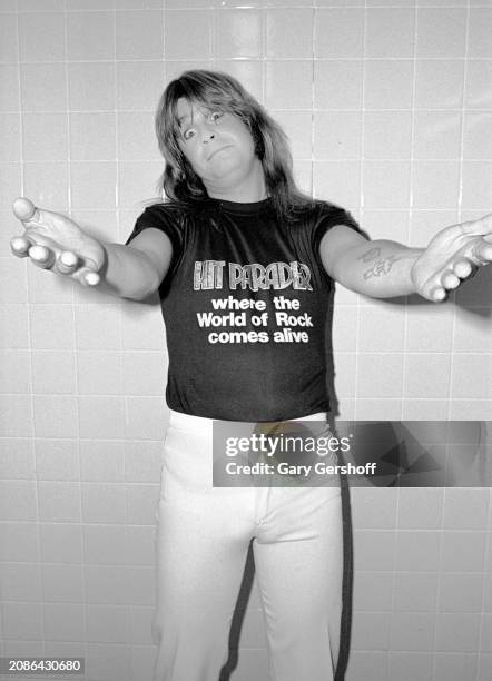 Portrait of British Heavy Metal vocalist Ozzy Osbourne as he poses backstage at Nassau Coliseum , Uniondale, New York, August 14, 1981. He had...