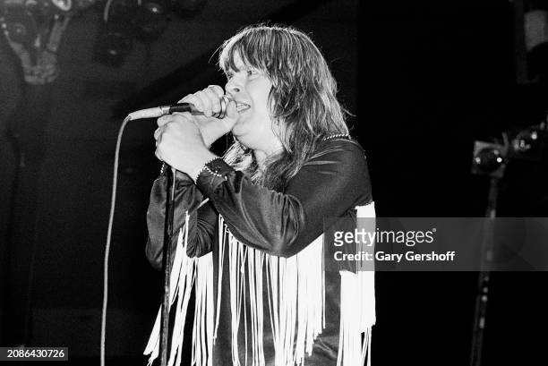British Heavy Metal vocalist Ozzy Osbourne performs onstage, during the 'Blizzard of Oz' tour, at Nassau Coliseum , Uniondale, New York, August 14,...