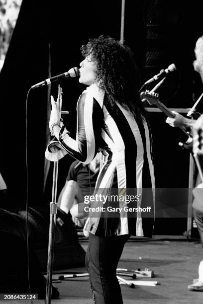 American Rock vocalist Ann Wilson, of the group Heart, perform onstage, during the 'Bebe Le Strange' tour, at Giants Stadium , East Rutherford, New...