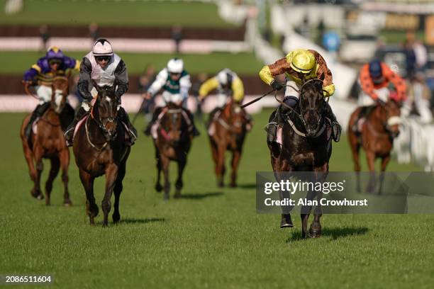 Paul Townend riding Galopin Des Champs win The Boodles Cheltenham Gold Cup Chase during day four of the Cheltenham Festival 2024 at Cheltenham...