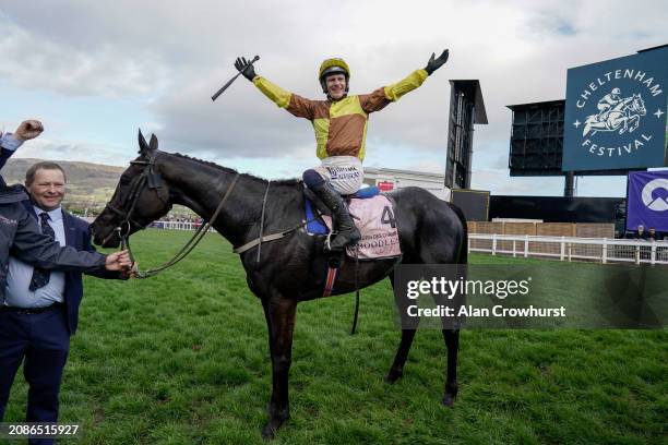 Paul Townend riding Galopin Des Champs win The Boodles Cheltenham Gold Cup Chase during day four of the Cheltenham Festival 2024 at Cheltenham...