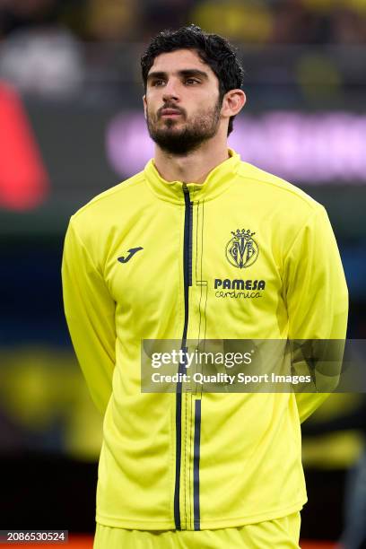 Goncalo Guedes of Villarreal CF looks on prior to the UEFA Europa League 2023/24 round of 16 second leg match between Villarreal CF and Olympique...