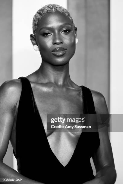 Jodie Turner-Smith attends the 2024 Vanity Fair Oscar Party Hosted By Radhika Jones at Wallis Annenberg Center for the Performing Arts on March 11,...