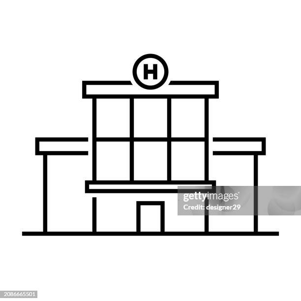 hospital line icon vector design. - operating center stock illustrations