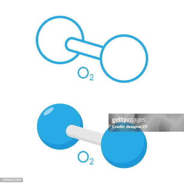 oxygen molecule icon vector design. - oxygen stock illustrations