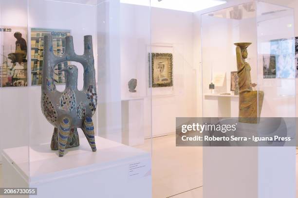 General view of the ceramic artworks part of the exhibition preview of "Giò Ponti Ceramics 1922-1967" of featured Italian artist, sculptor and...