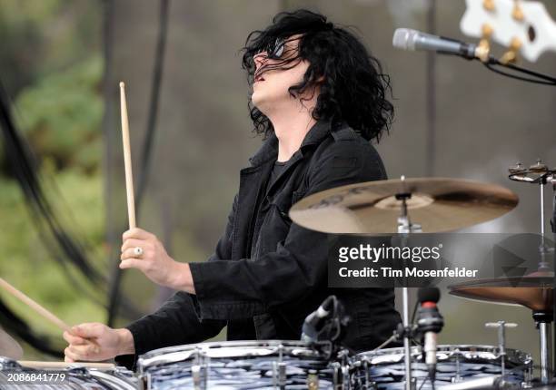 Jack White of The Dead Weather performs during the Outside Lands Music & Arts festival at the Polo Fields in Golden Gate Park on August 30, 2009 in...