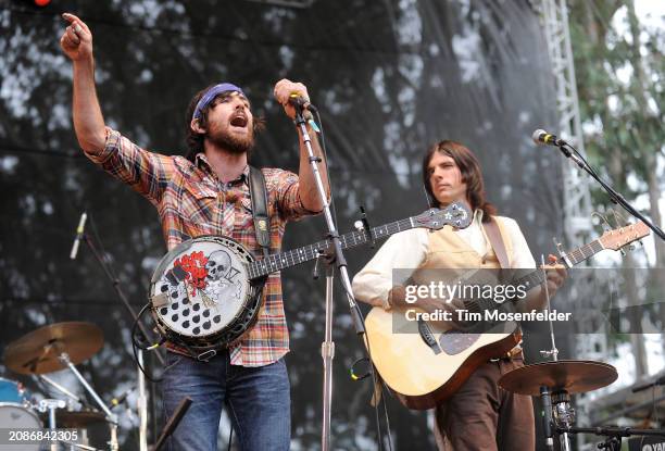 Scott Avett and Seth Avett of The Avett Brothers perform during the Outside Lands Music & Arts festival at the Polo Fields in Golden Gate Park on...