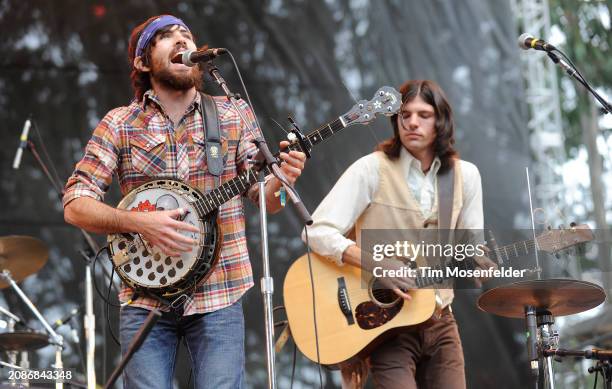 Scott Avett and Seth Avett of The Avett Brothers perform during the Outside Lands Music & Arts festival at the Polo Fields in Golden Gate Park on...