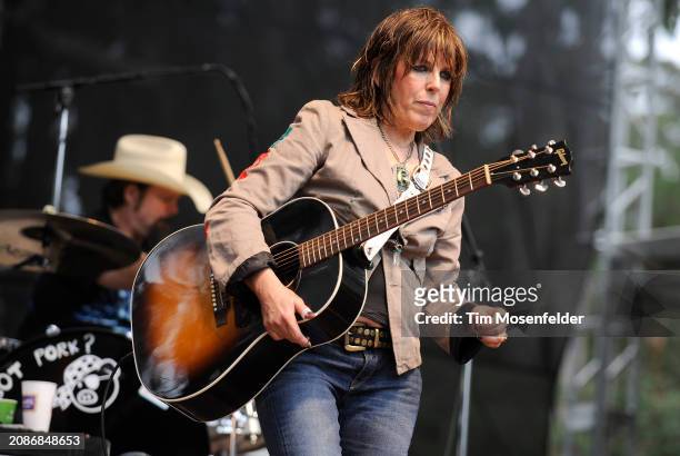 Lucinda Williams performs during the Outside Lands Music & Arts festival at the Polo Fields in Golden Gate Park on August 30, 2009 in San Francisco,...