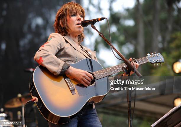 Lucinda Williams performs during the Outside Lands Music & Arts festival at the Polo Fields in Golden Gate Park on August 30, 2009 in San Francisco,...