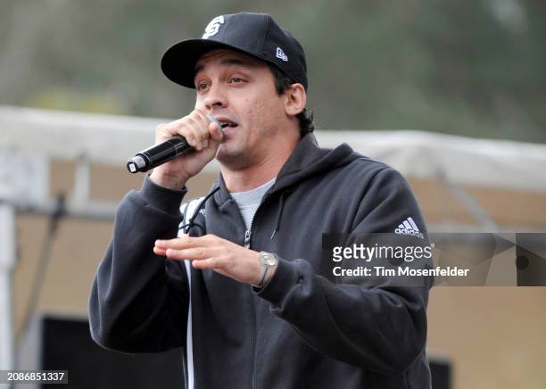 Slug of Atmosphere performs during the Outside Lands Music & Arts festival at the Polo Fields in Golden Gate Park on August 30, 2009 in San...