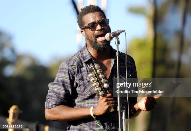 Tunde Adebimpe of TV on the Radio performs during the Outside Lands Music & Arts festival at the Polo Fields in Golden Gate Park on August 29, 2009...