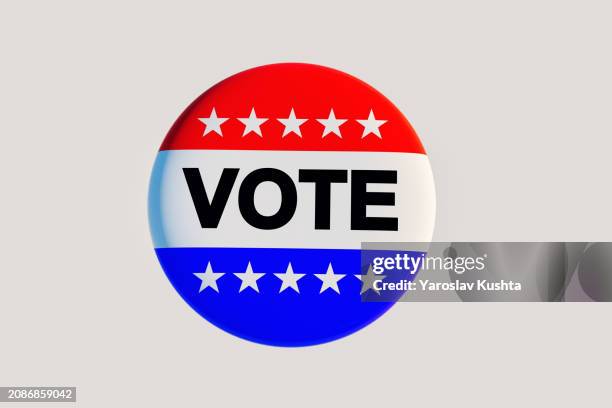 voting in usa elections cgi  badge pin - voting illustration stock pictures, royalty-free photos & images