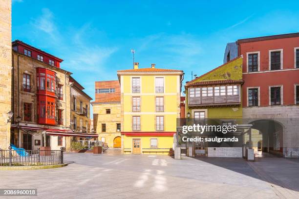 old town of gijón on a sunny day - gijón fotografías e imágenes de stock