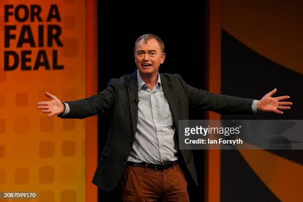 Tim Farron, Liberal Democrat Spokesperson for Housing, Communities & Local Government, and Food & Rural Affairs addresses delegates at the Conference...