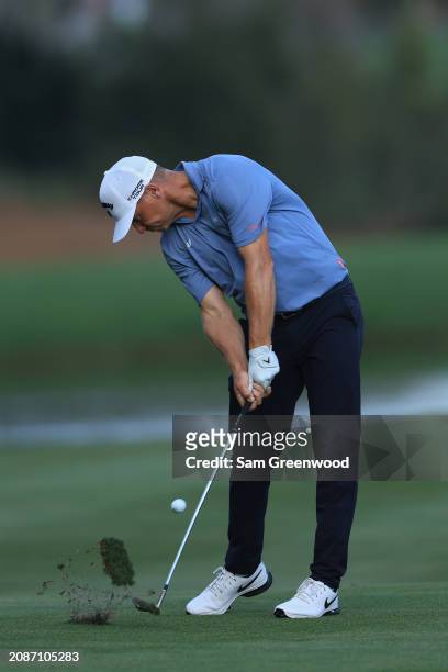 Alex Noren of Sweden plays a shot on the sixth hole during the second round of THE PLAYERS Championship on the Stadium Course at TPC Sawgrass on...