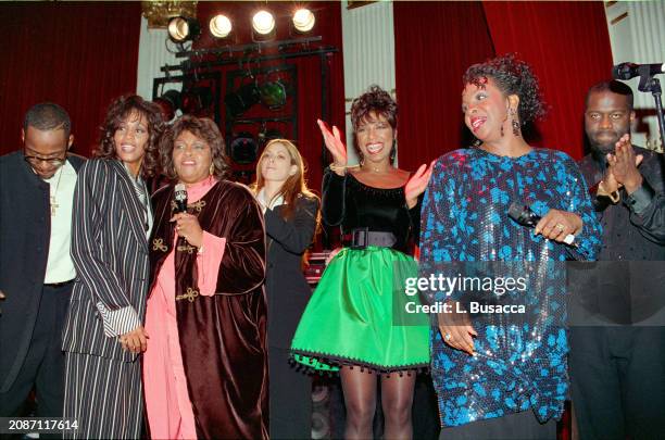 American R&B singer Bobby Brown, American singer and actress Whitney Houston, American gospel and soul singer Cissy Houston, American singer Natalie...