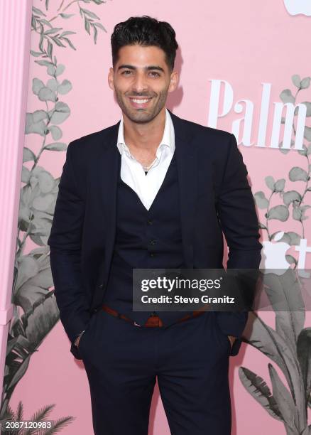 Jason Canela arrives at the World Premiere Of Apple TV+'s "Palm Royale" at Samuel Goldwyn Theater on March 14, 2024 in Beverly Hills, California.